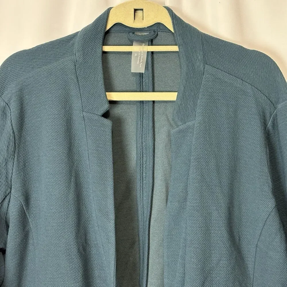 zuda Textured Ponte Blazer W/ Notched Collar Horizon Blue XL Work Office Stretch